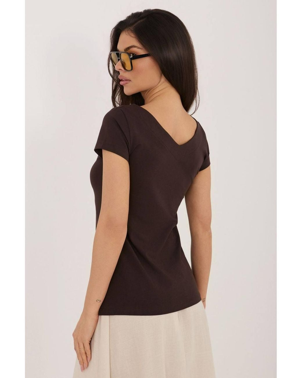 Love Lace Black Everyday Cotton V-Neck Short Sleeve Blouse