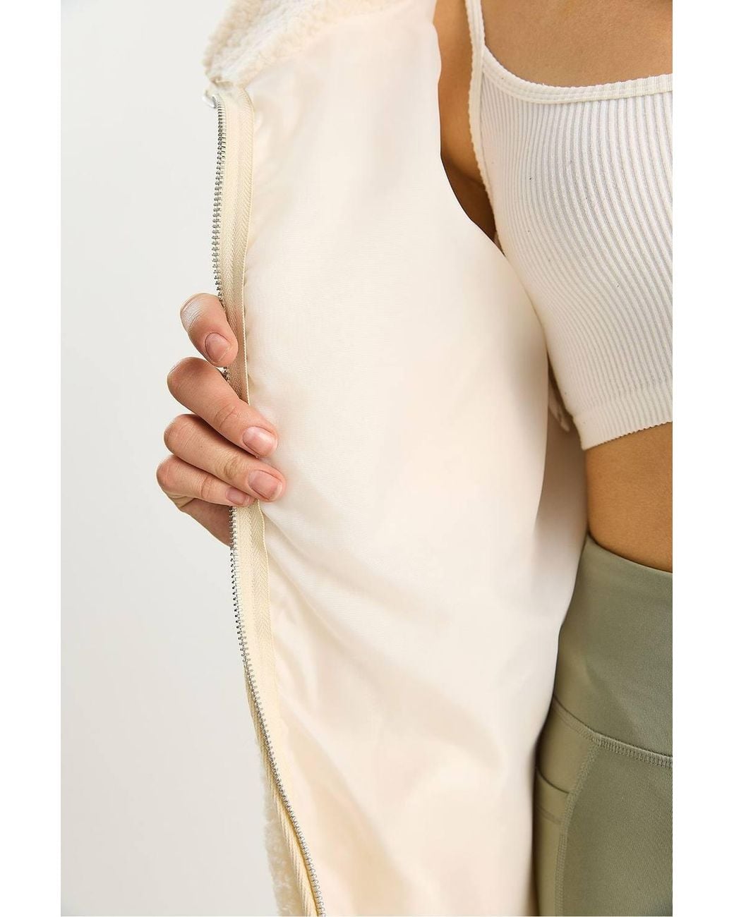 Bianco Lucci Natural Oversized Plush Jacket With Pockets