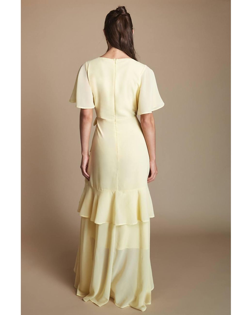 Coast Natural Angel Sleeve Tiered Bridesmaid Maxi Dress