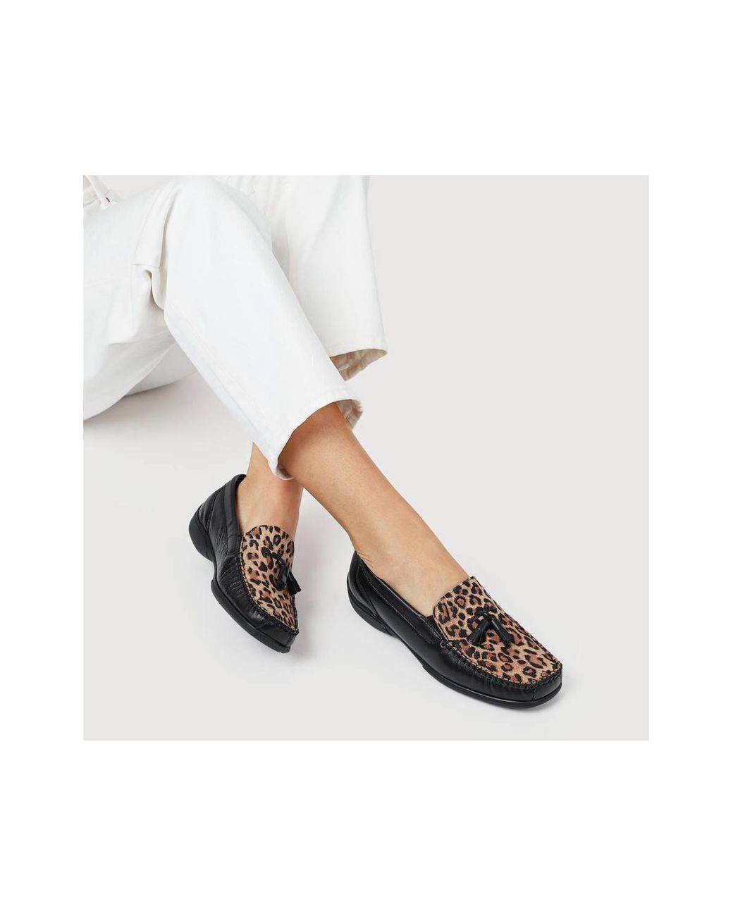 Pavers Black Embroided Panel Leather Loafers