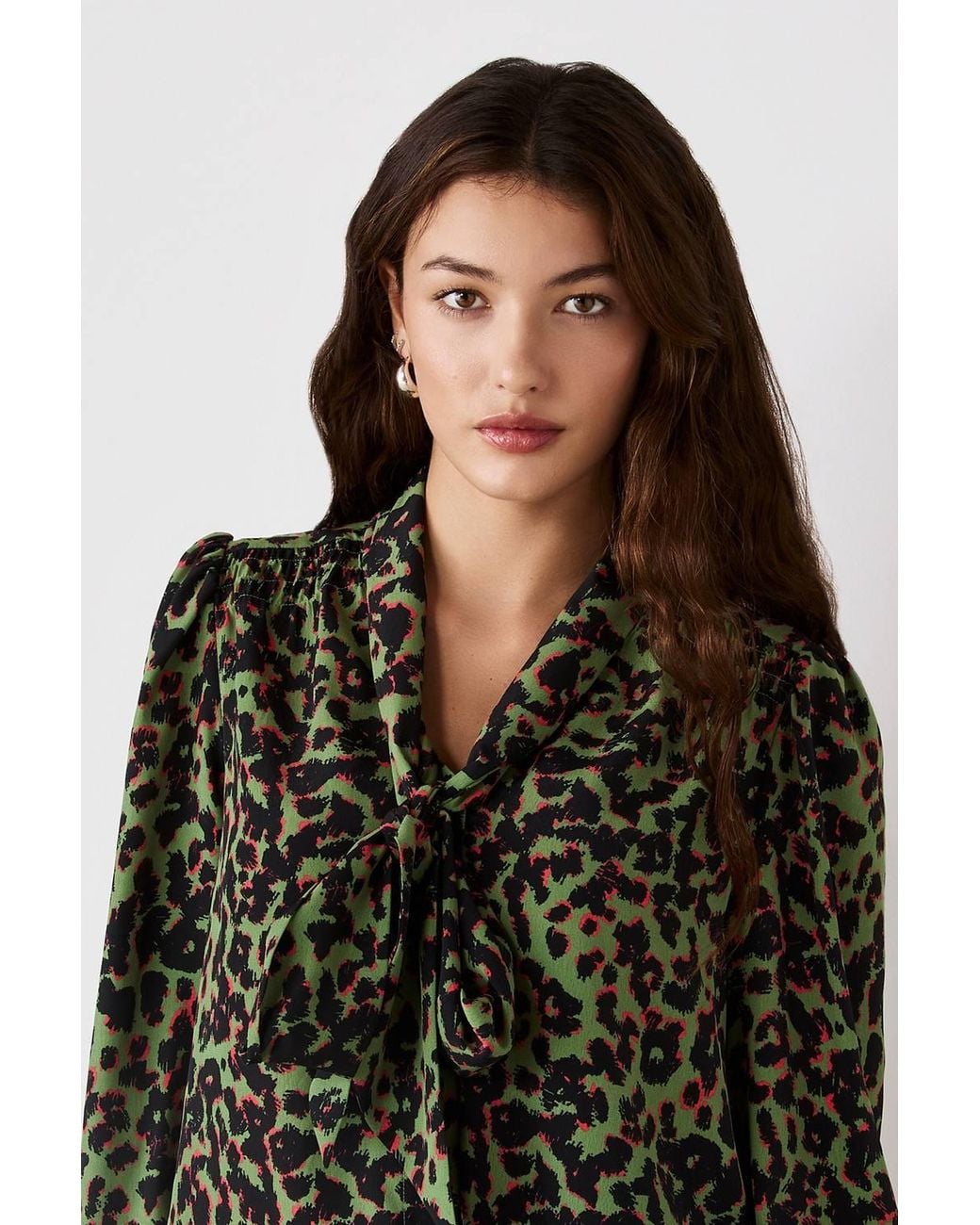 Finery London Multicolor Lindsay Animal Pussy Bow Blouse
