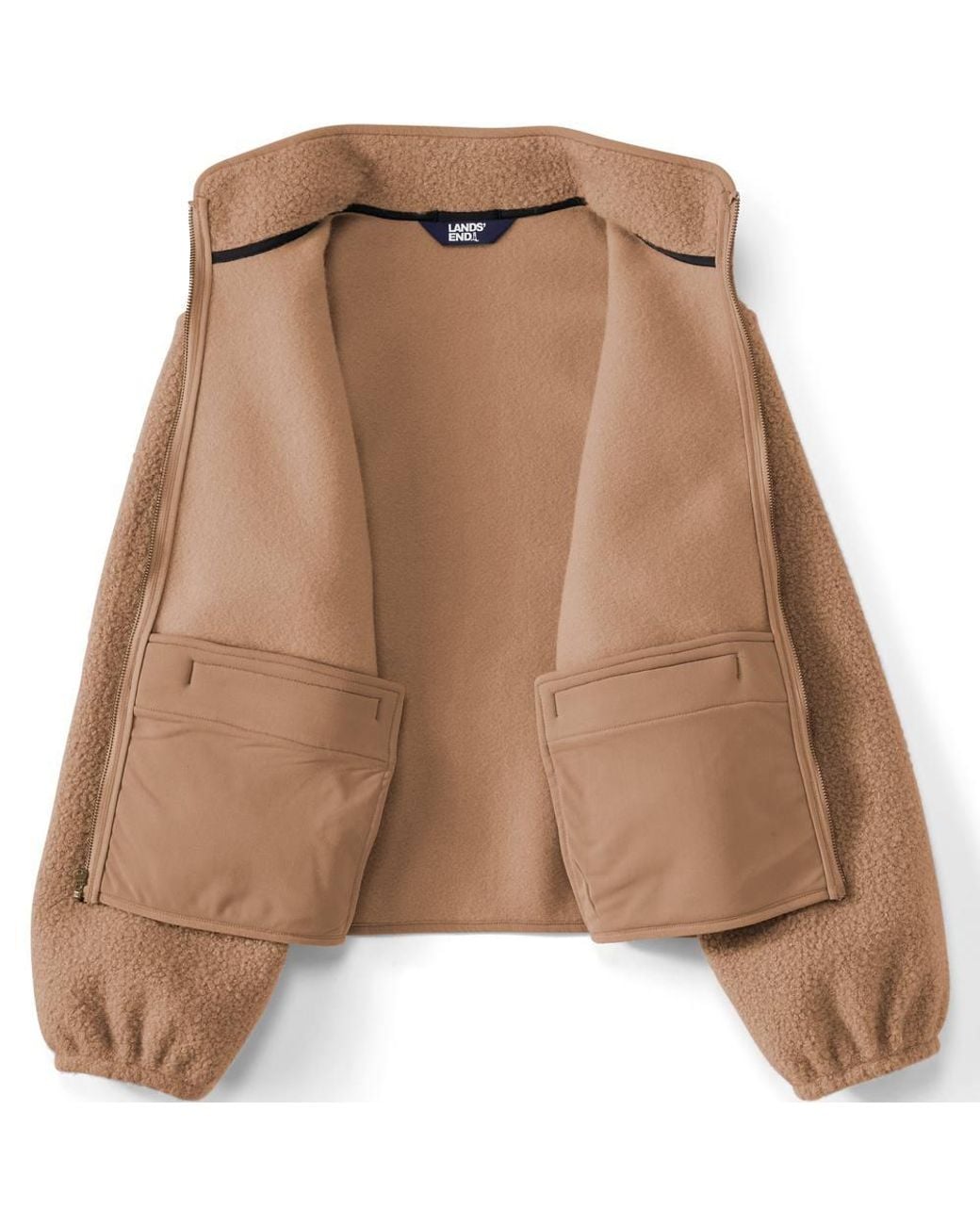 Lands' End Brown Plus Fleece Bouclé Jacket