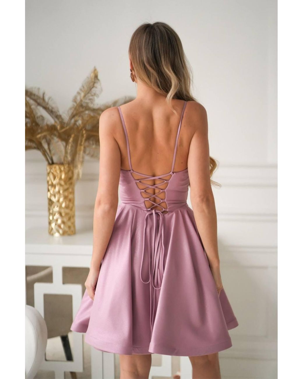 Love Lace Pink Trendy Flared Strappy Fit & Flare Dress