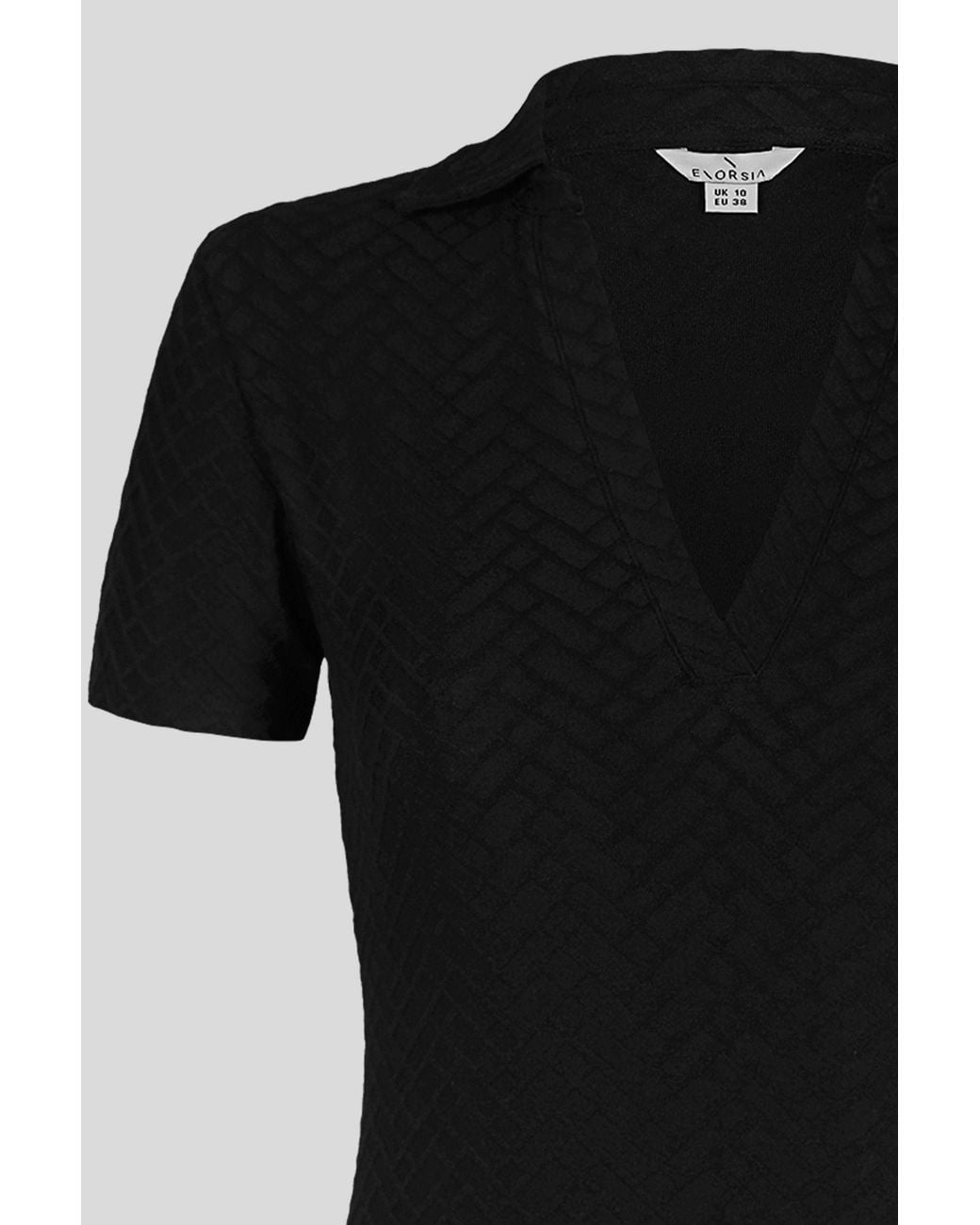Enorsia Black Textured Longline Polo