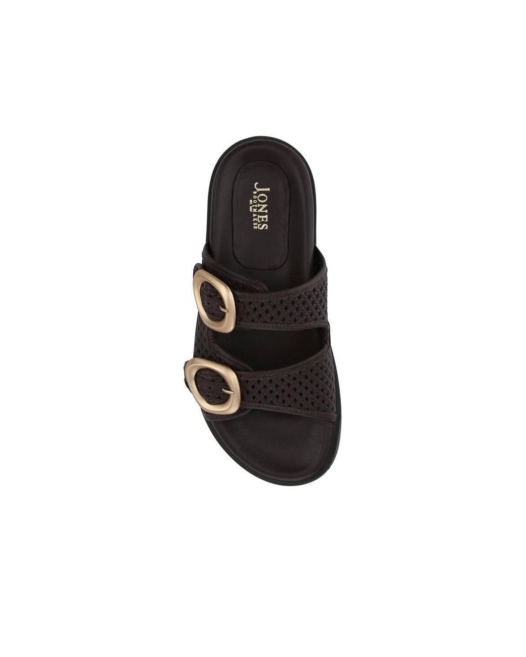 Jones Bootmaker Black Gisela Leather Dual Buckle Sandals