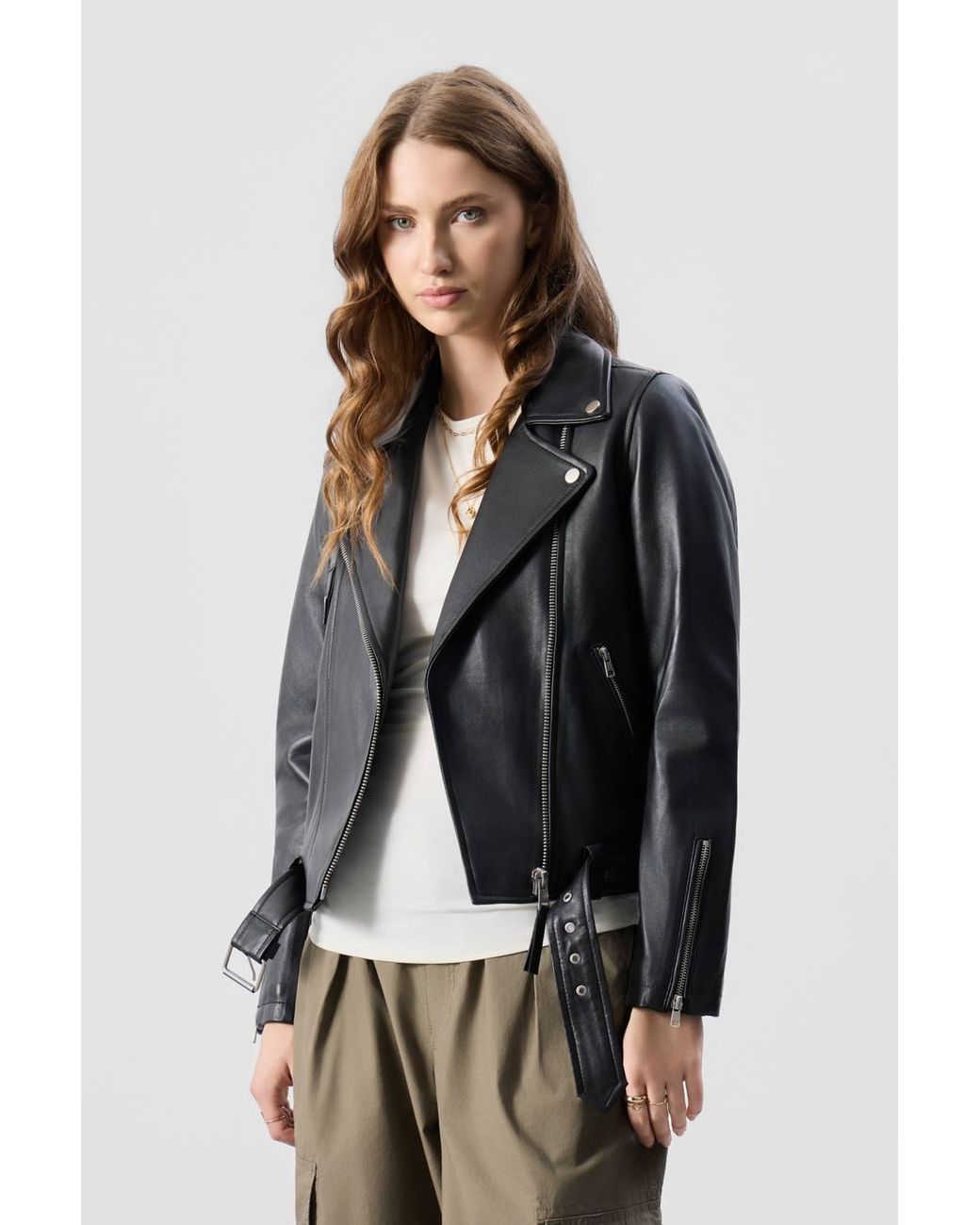 Bolongaro Trevor Black Real Leather Everly Biker Jacket