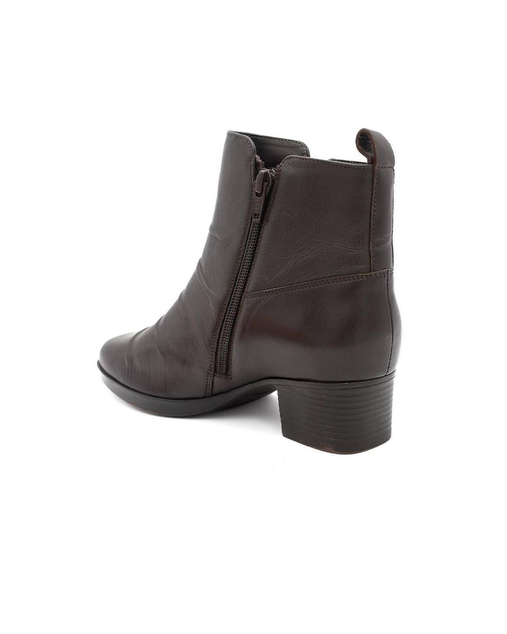 Pavers Brown Smart Leather Zip Fasten Block Heel Ankle Boots
