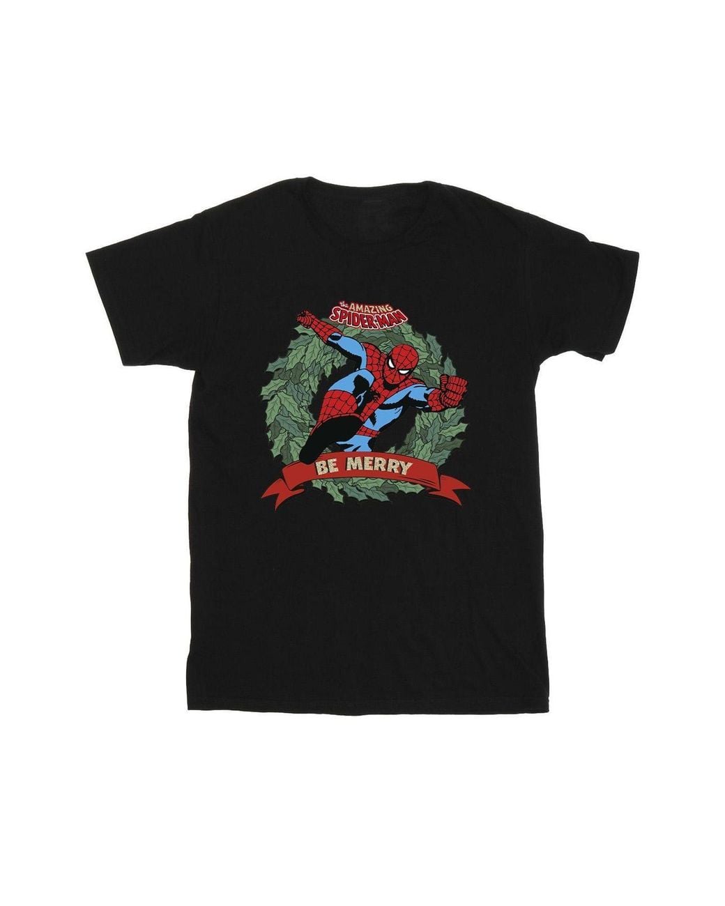 Marvel Black Be Merry Cotton T-Shirt for men
