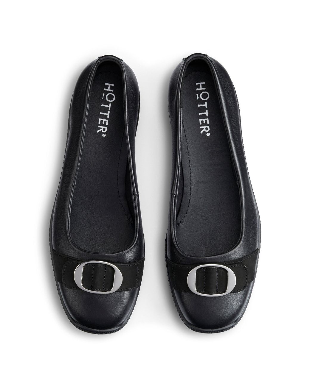Hotter Black Wide Fit 'Grace' Ballet Pumps