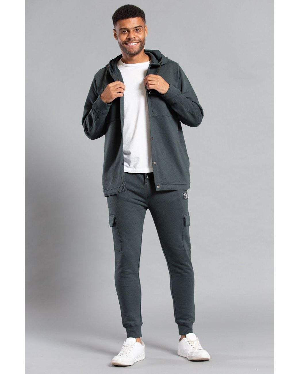Tokyo Laundry Gray Cotton Blend Joggers With Cargo-Style Pockets for men
