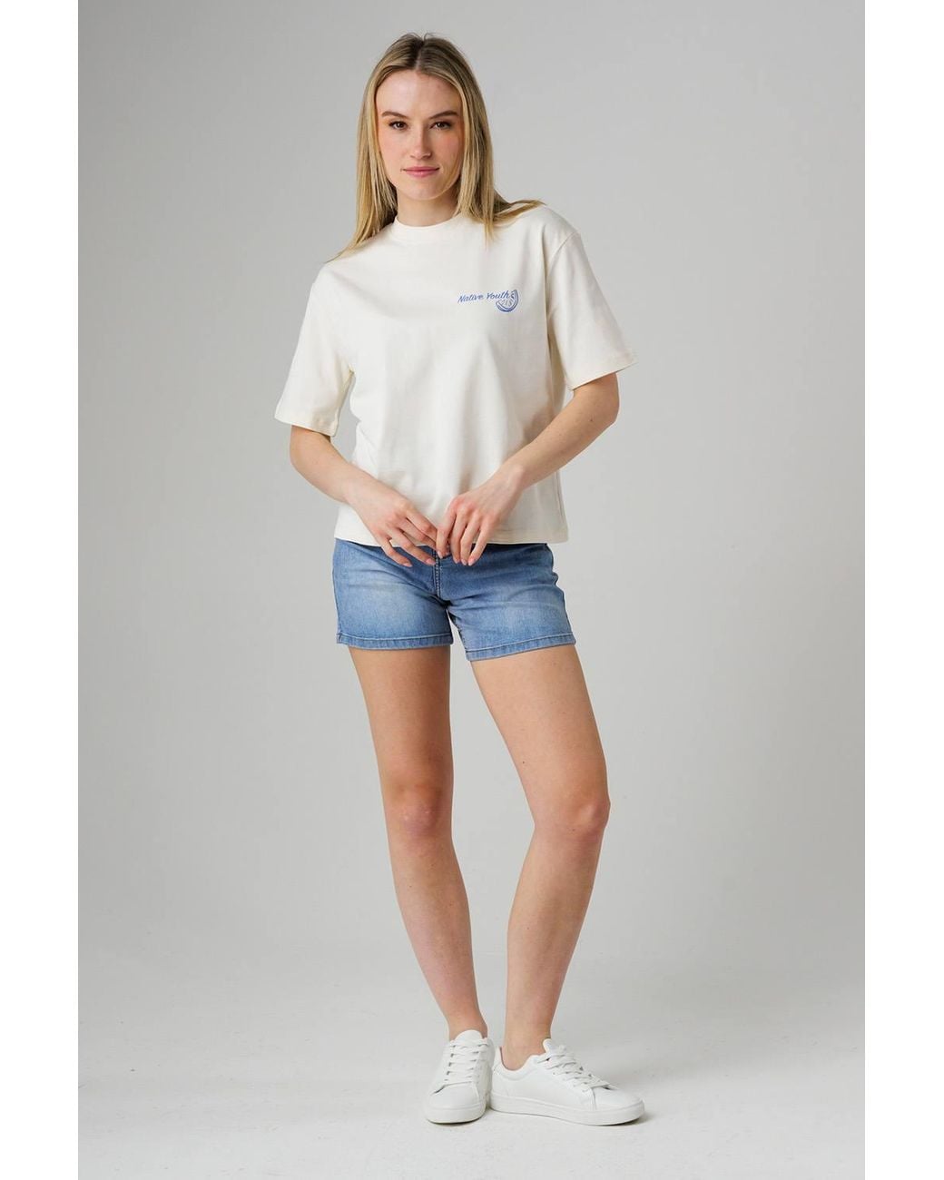 Native Youth Gray Cotton Crew Neck Graphic Short Sleeve T-Shirt