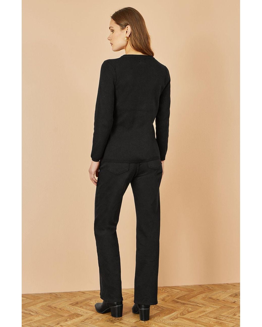 Yumi' Black Knitted Fitted Button Down Peplum Cardigan