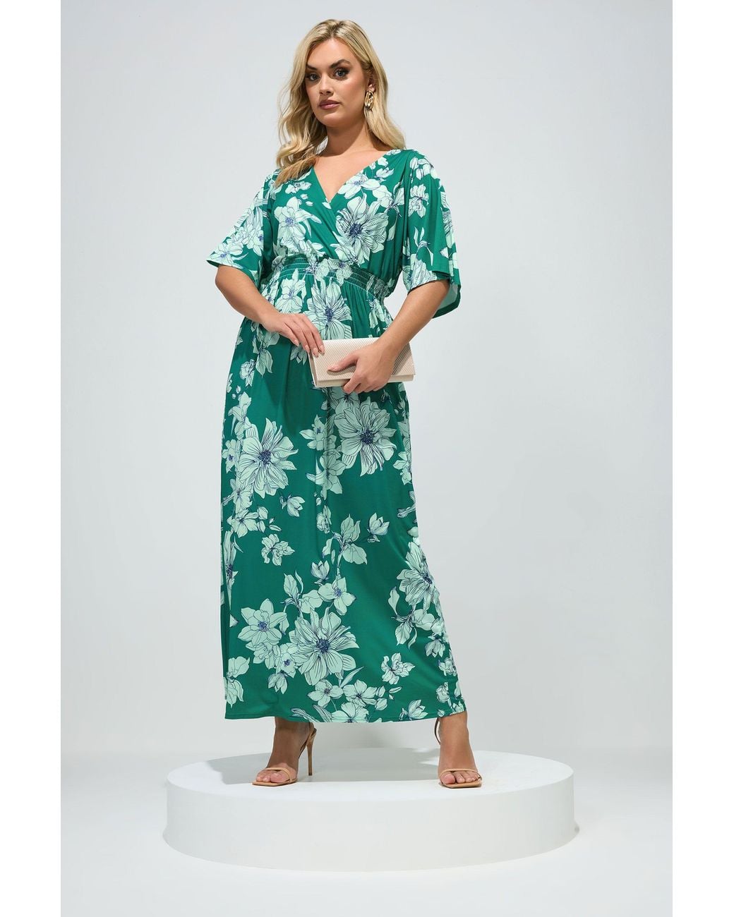 Yours Green Floral Print Maxi Dress