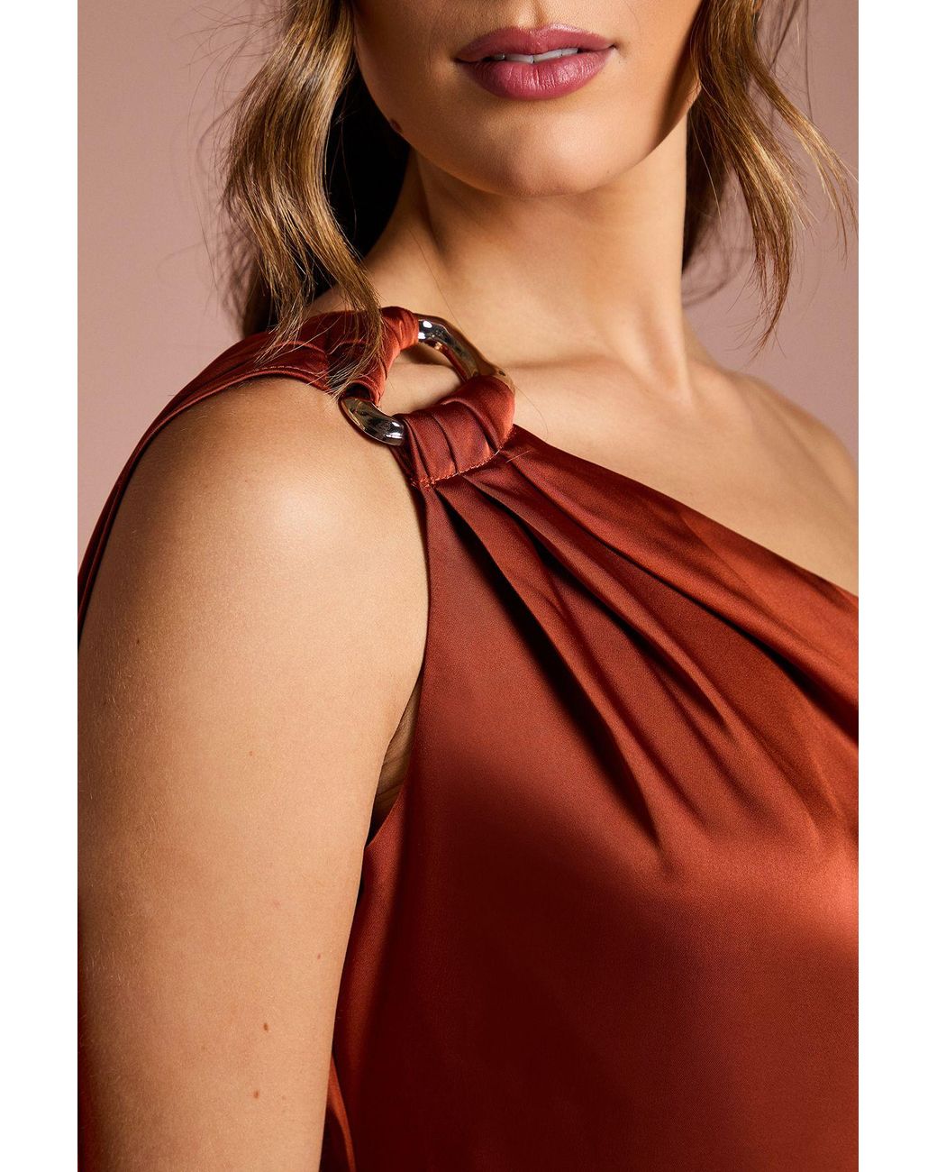 Coast Multicolor One Shoulder Satin Maxi Bridesmaid Dress With Trim
