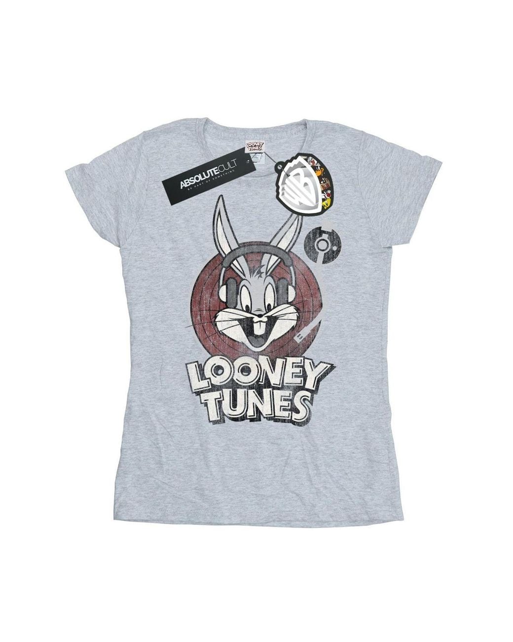 Looney Tunes White Bugs Bunny Logo Cotton T-Shirt