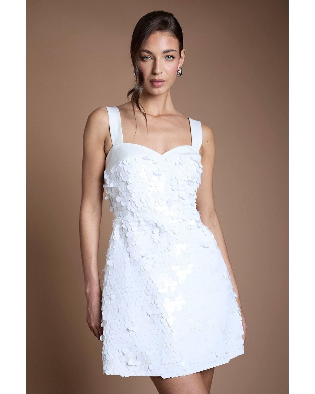 Coast White Disc Sequin Bridal Mini Dress