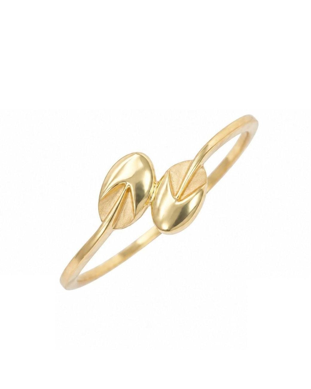 Raina Jewels Metallic 22Ct Double Leaf Ring Matte & Polished Finish
