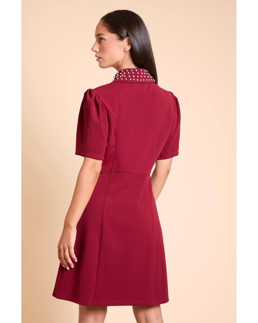 Dorothy Perkins Red Dp Luxe Diamante Collar Shift Mini Dress