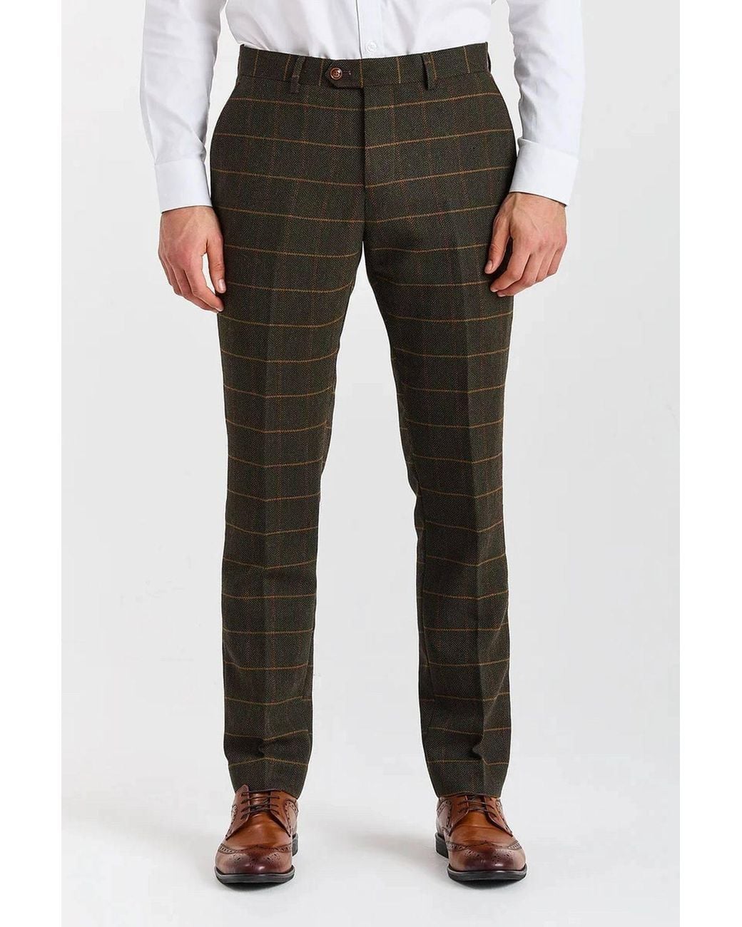 Paul Andrew Gray 3 Piece Herringbone Check Wool Blend Tweed Suit for men