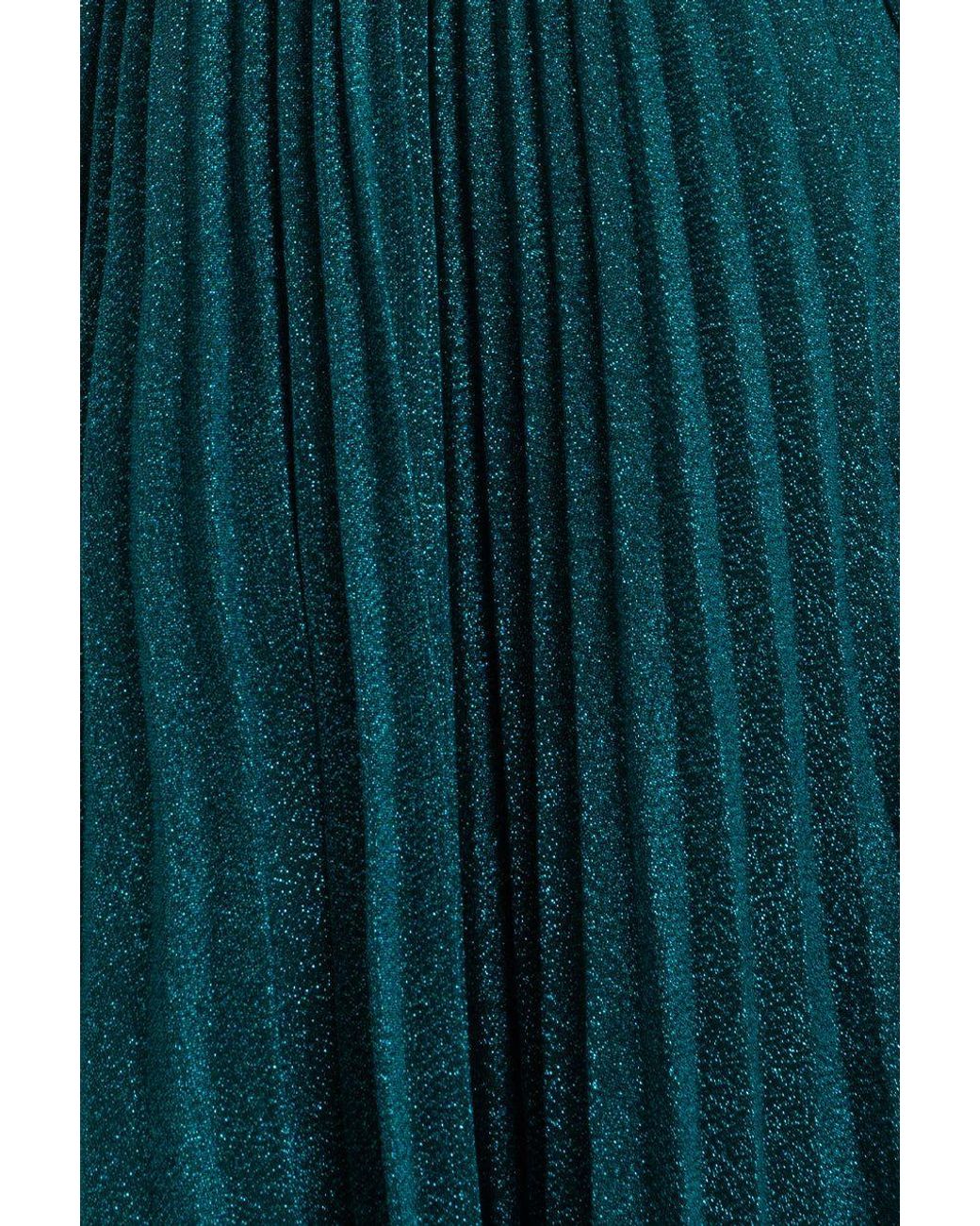 Goddiva Blue Bardot Pleated Skirt Maxi