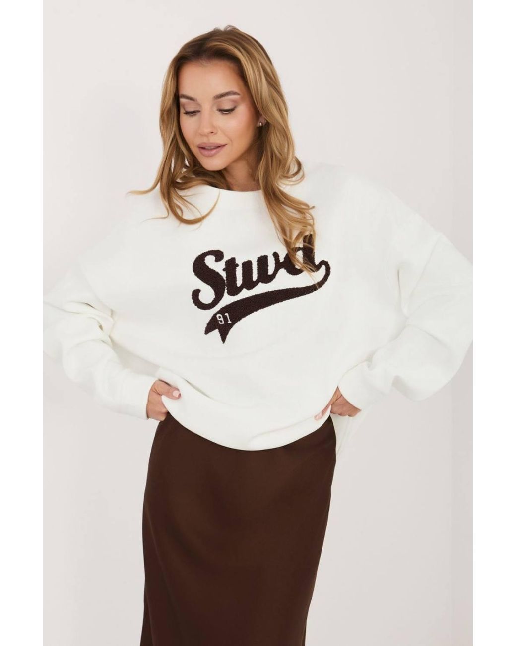 Love Lace Natural Cotton Round Neck Long Sleeve Printed Sweatshirt