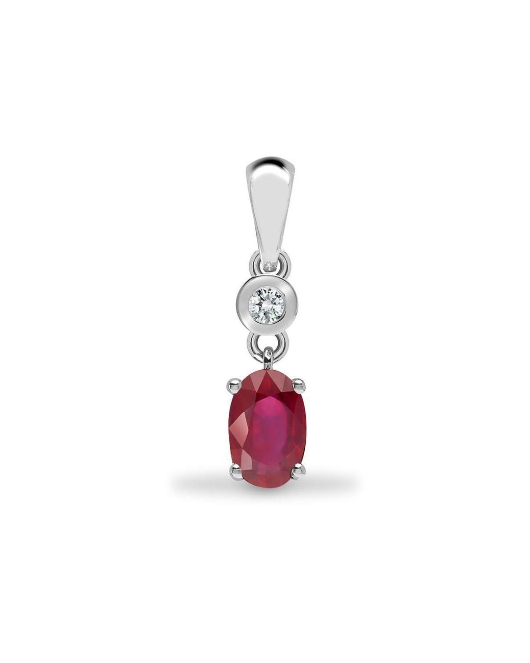 Jewelco London Pink 9Ct Diamond Ruby Donut Solitaire Drop Pendant