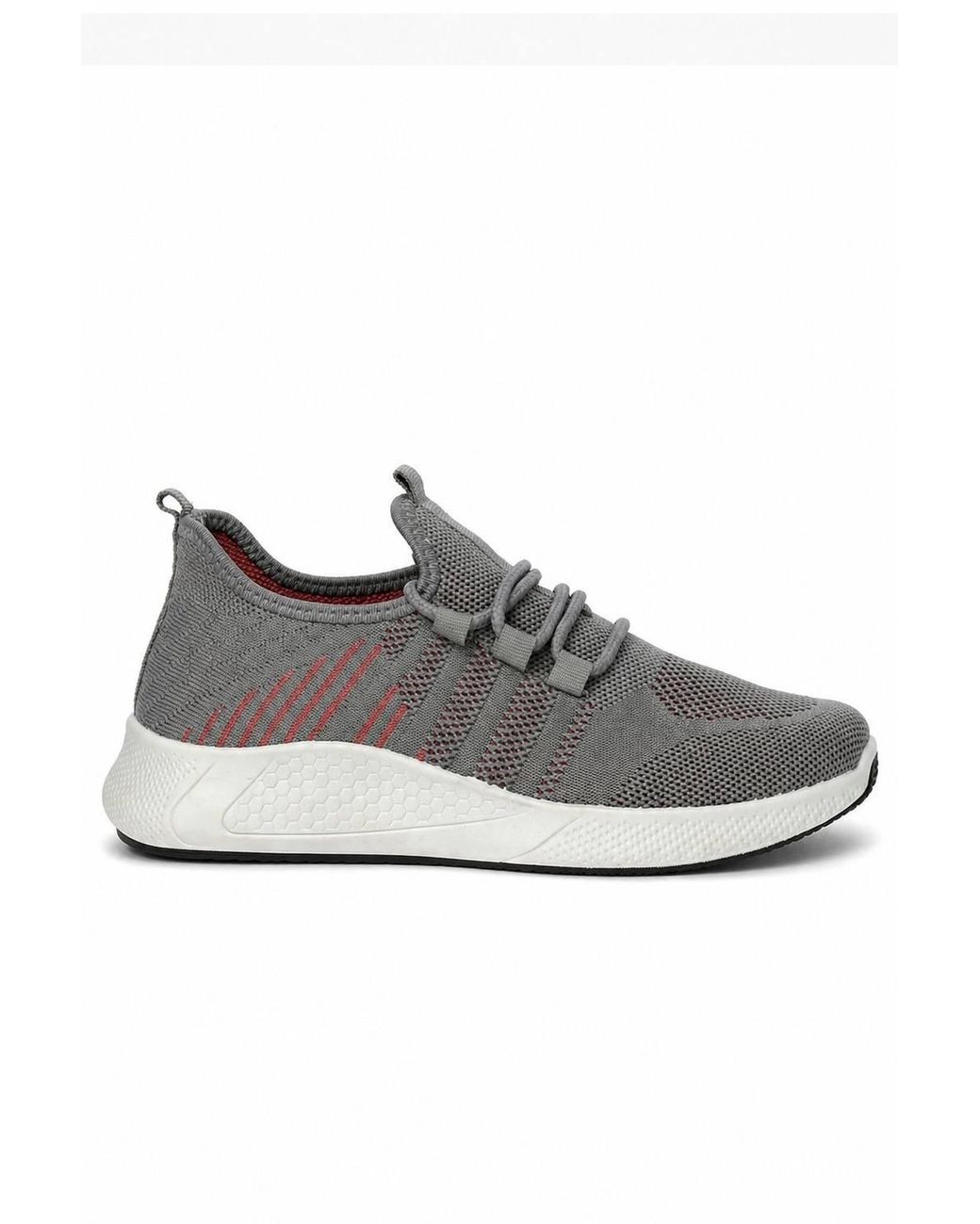 Spot on Gray Lightweight Knit Lace Up Trainers