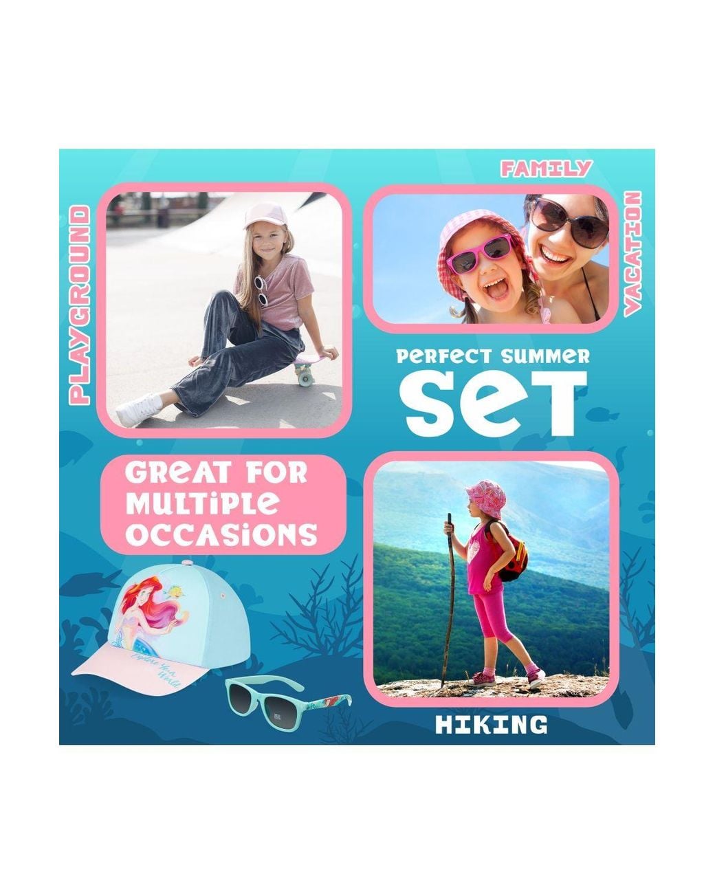 Disney White Little Mermaid Cap & Sunglasses