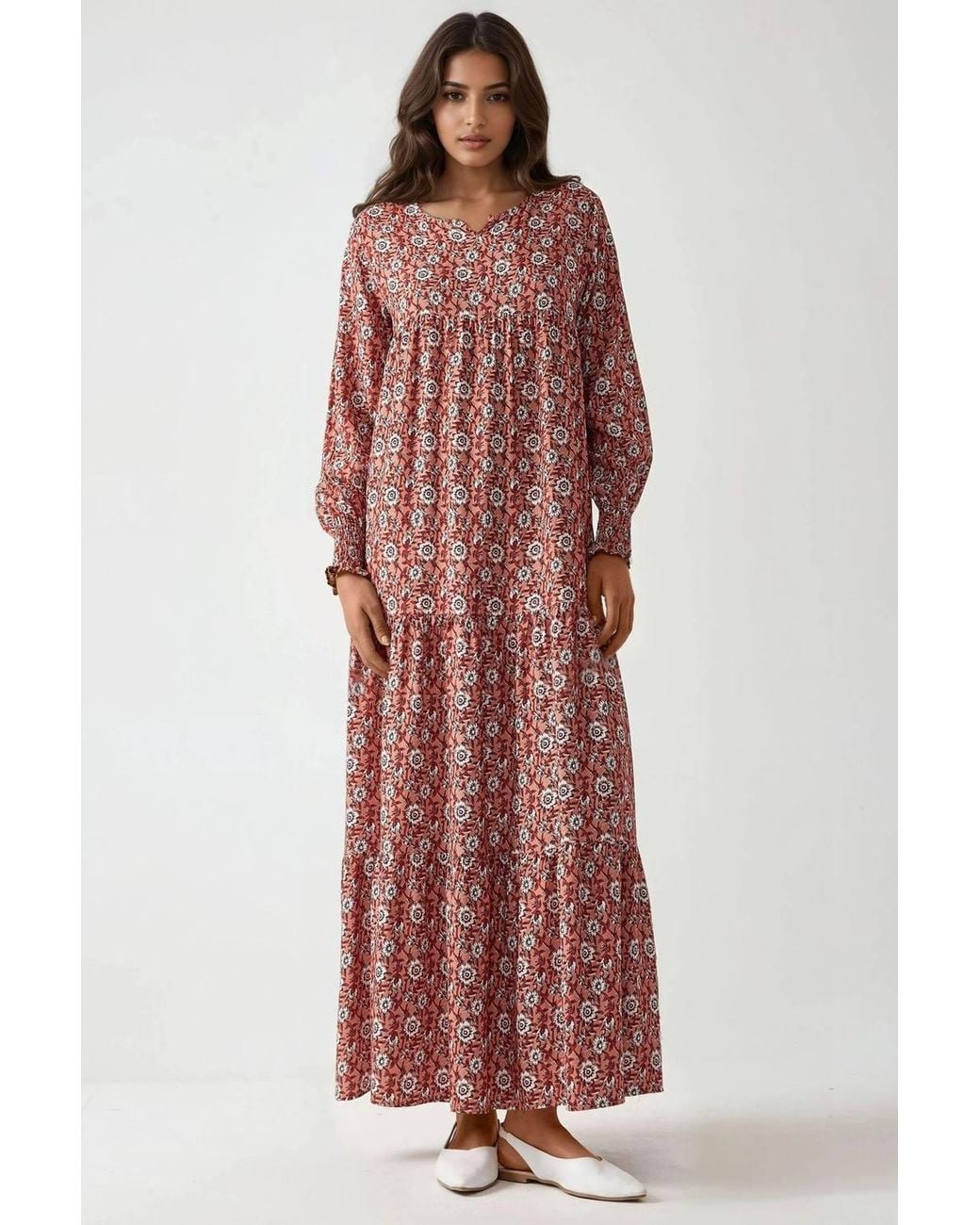 Hiccup Purple Printed Crew Neck Viscose Maxi Dress