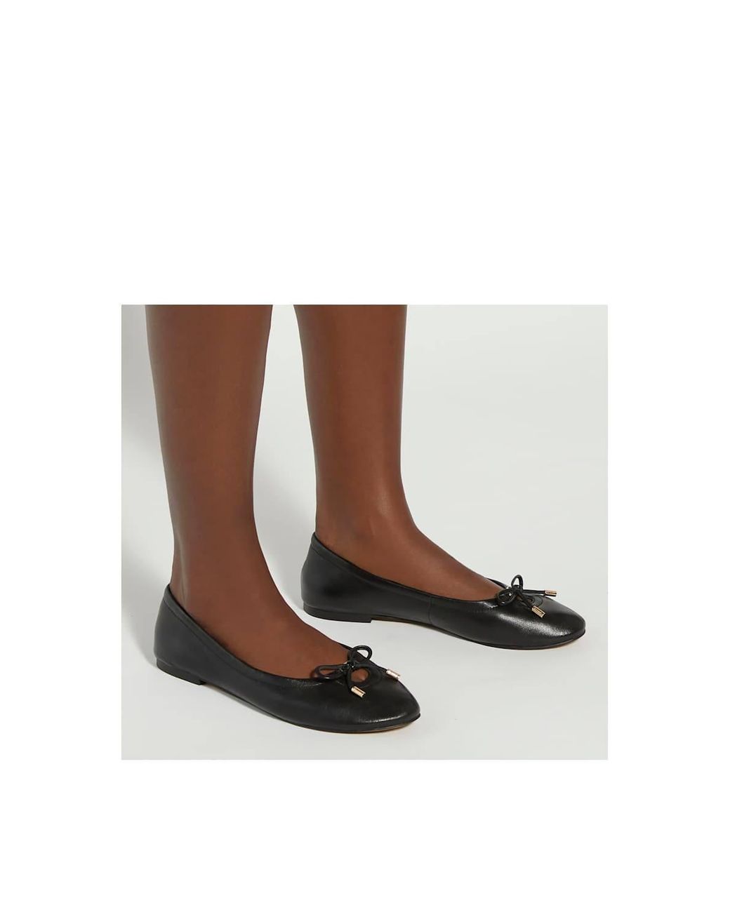 Dune White 'Hali' Leather Ballet Pumps