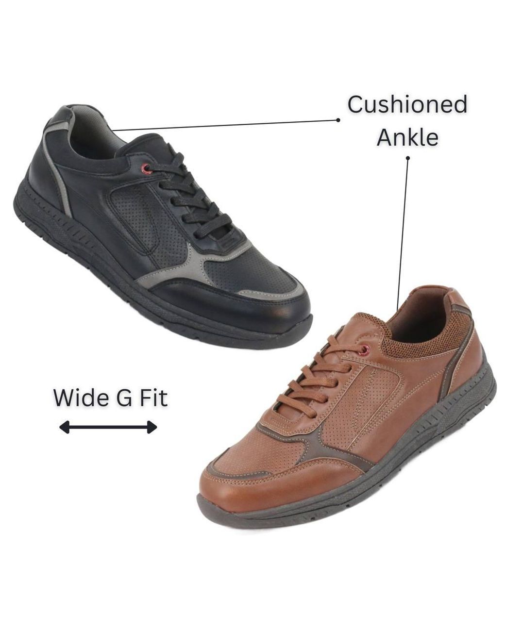 Chums Black Wide Fit Lace Up Slip Resistant Trainers Comfortable G Fit With for men