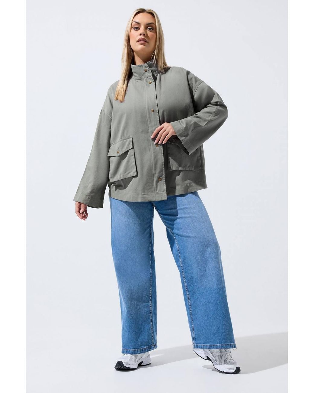 Yours Gray Funnel Neck Shacket