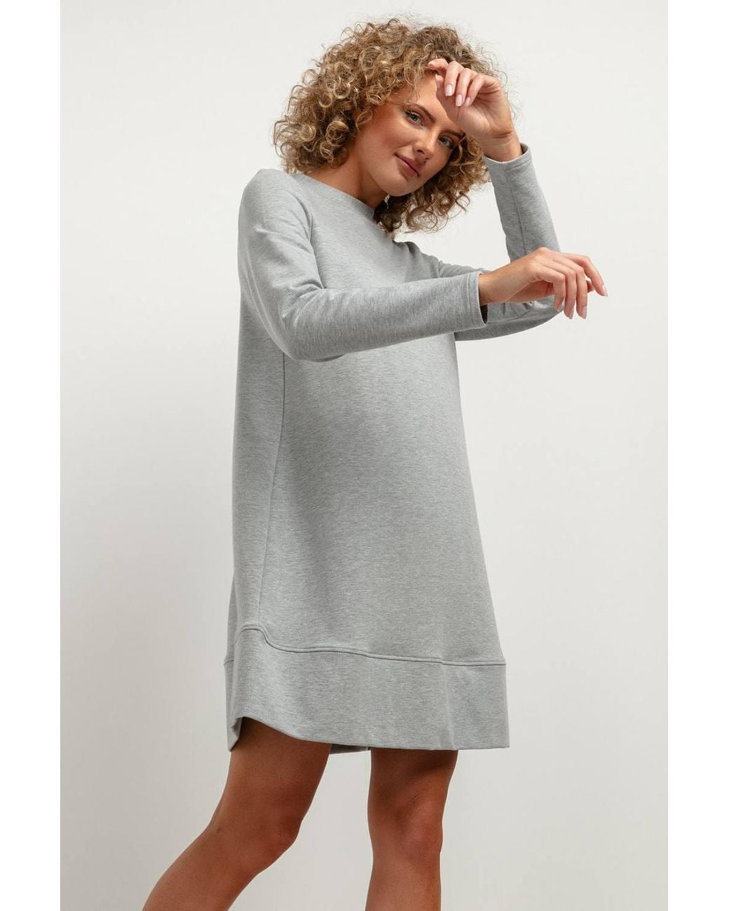 Love Lace Gray Autumn Trapezoid Pleat Knitted Dress