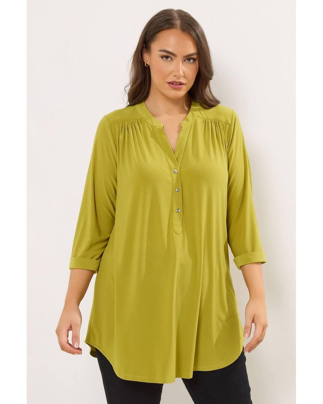 Yours Yellow Half Placket Shirt