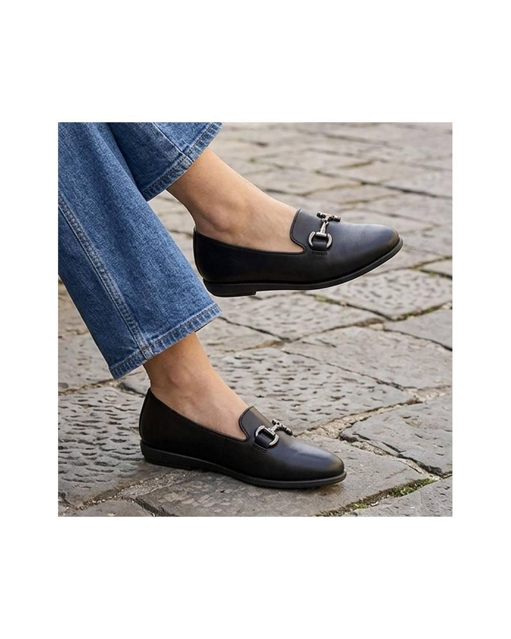 Pavers Black Elegant Wedge Loafers