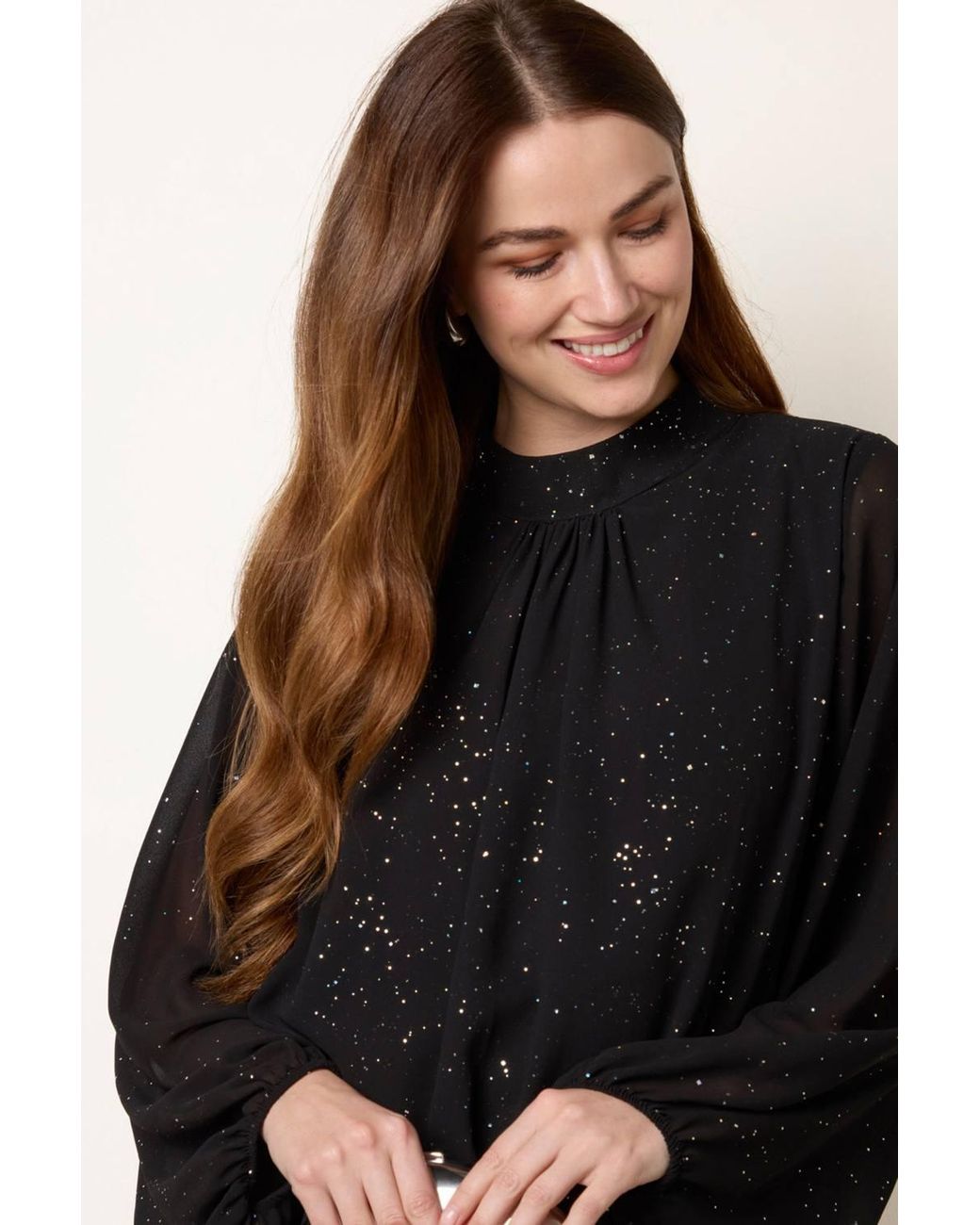 Blue Vanilla Black Elasticated Waist Long Sleeve Turtleneck Blouse