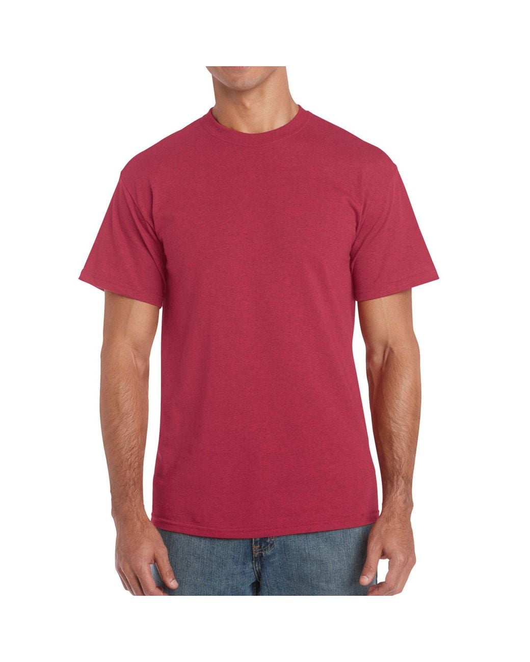 Gildan Pink Plain Cotton Heavy T-Shirt for men