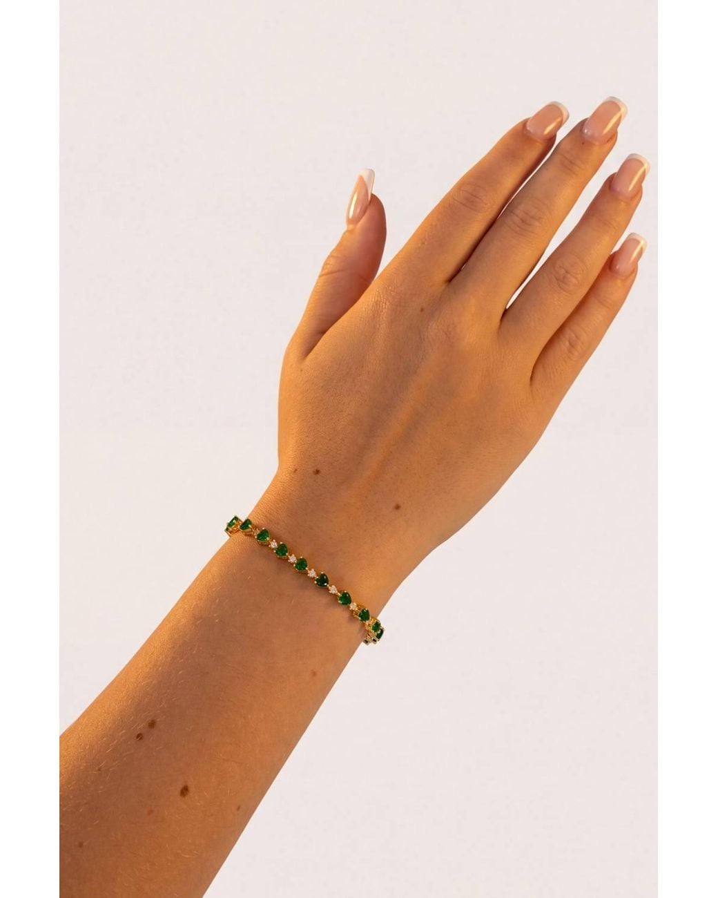 Latelita London Green Asscher Cut Heart Tennis Bracelet Emerald