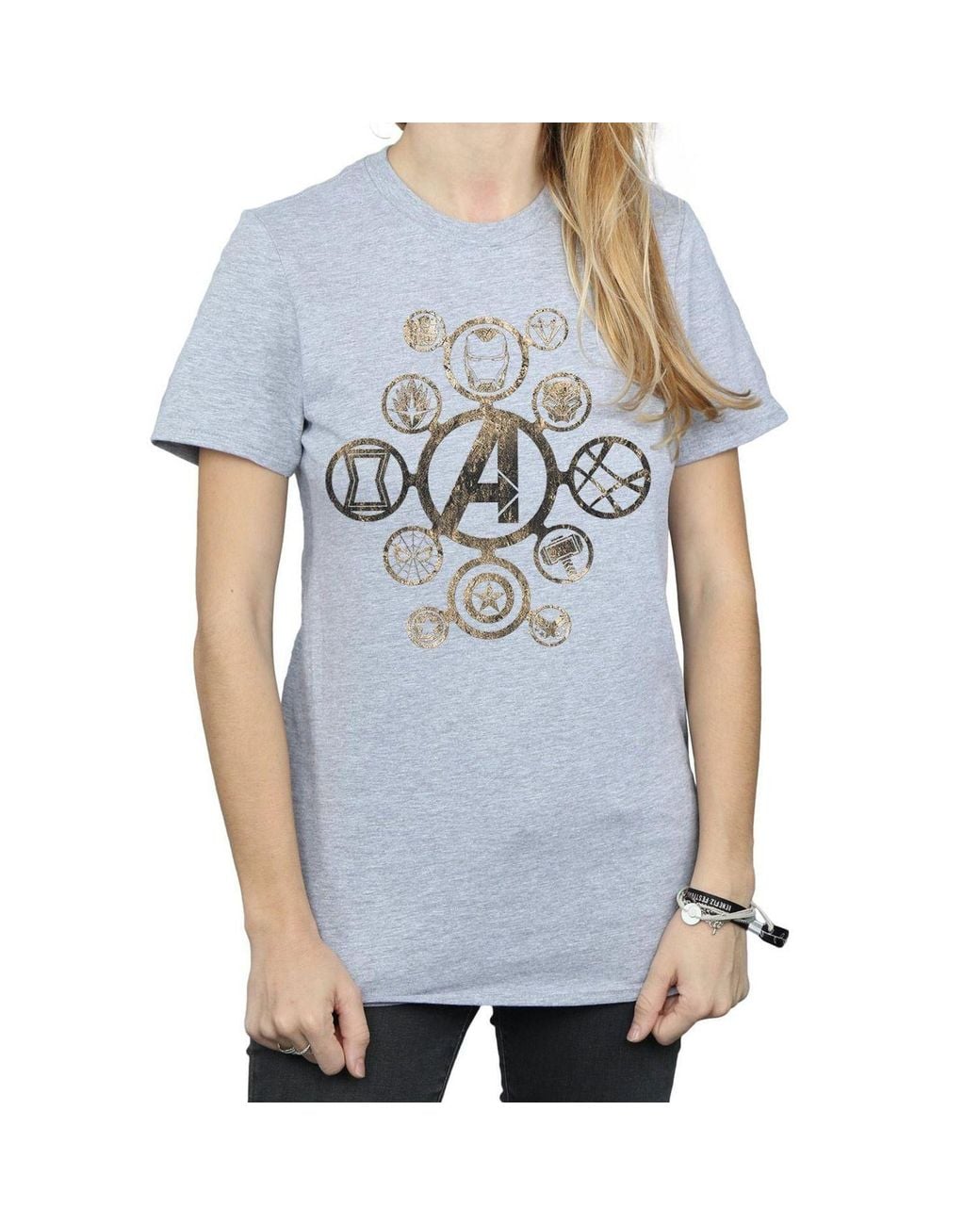 Marvel Blue Avengers Infinity War Icons Cotton Boyfriend T-Shirt