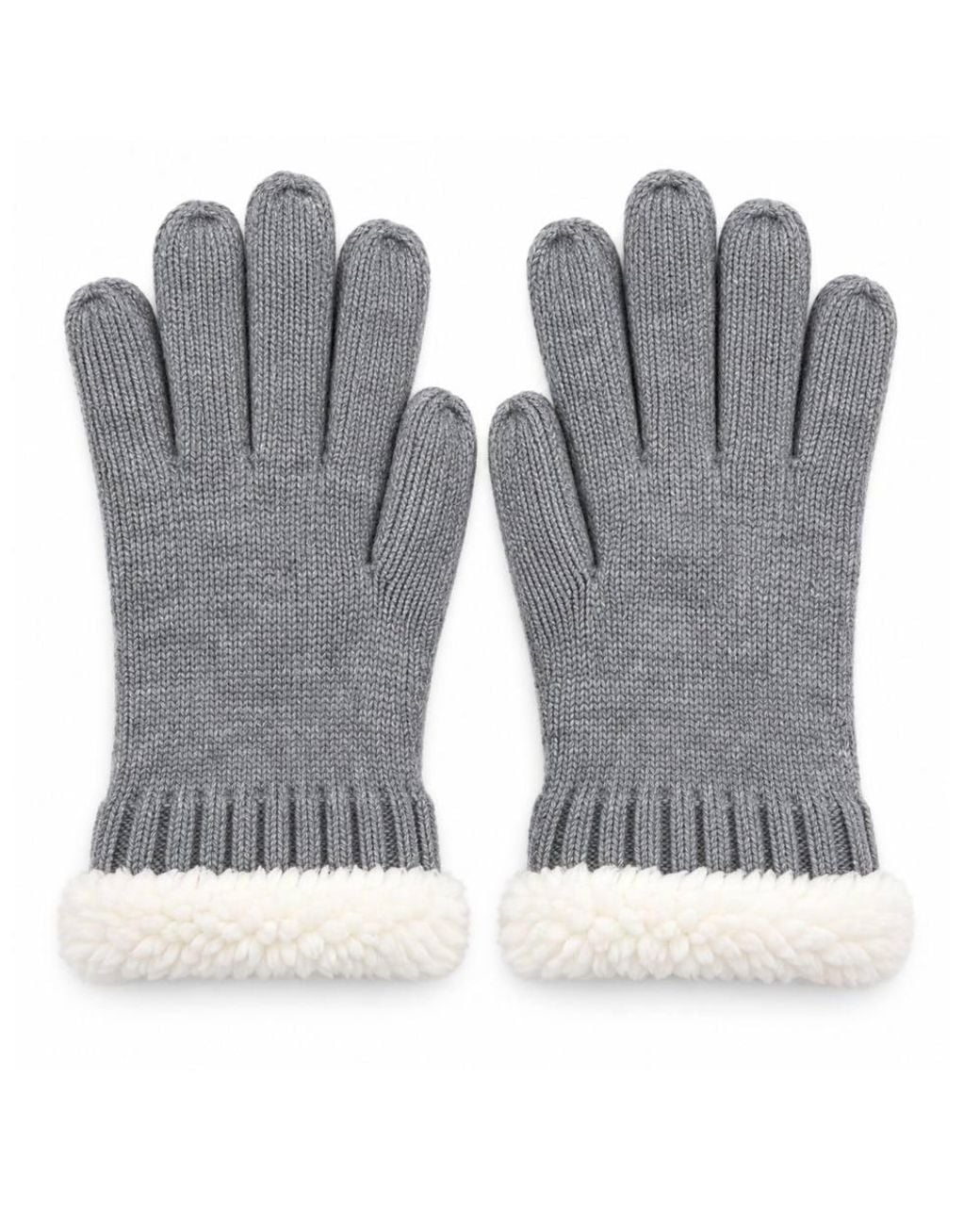 Love EMVY Gray Wool Blend Knitted Winter Gloves With Soft Fleece Cuff