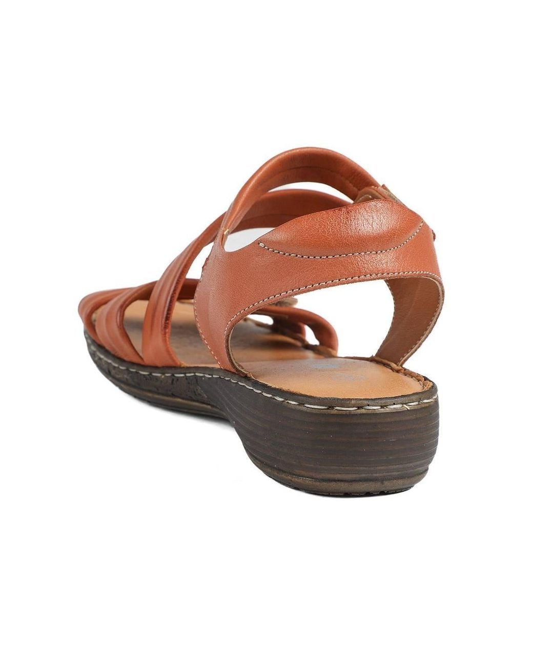 Pavers Brown Leather Comfort Sandals With Touch Fastening