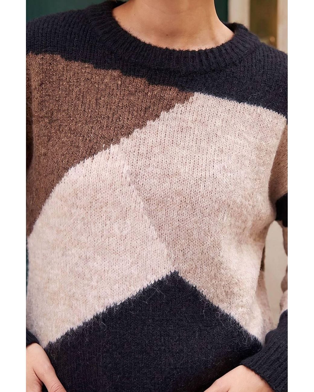 Roman Black Colour Block Knit Jumper