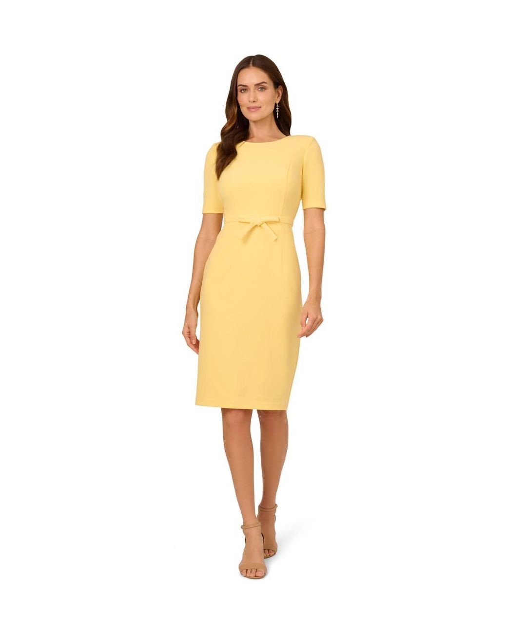Adrianna Papell Metallic Stretch Crepe Bow Sheath Dress