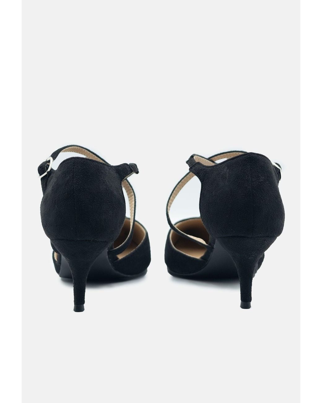 Where's That From Black 'Kennedi' Low Kitten Heel With Crossover Strap