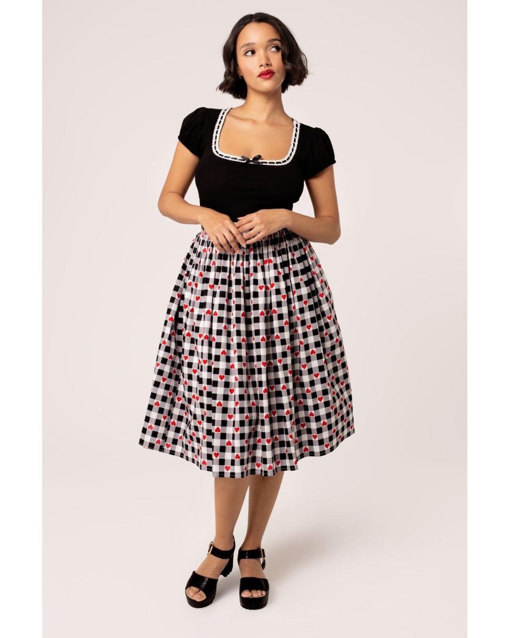Hell Bunny Natural Leonie 50's Style Midi Skirt