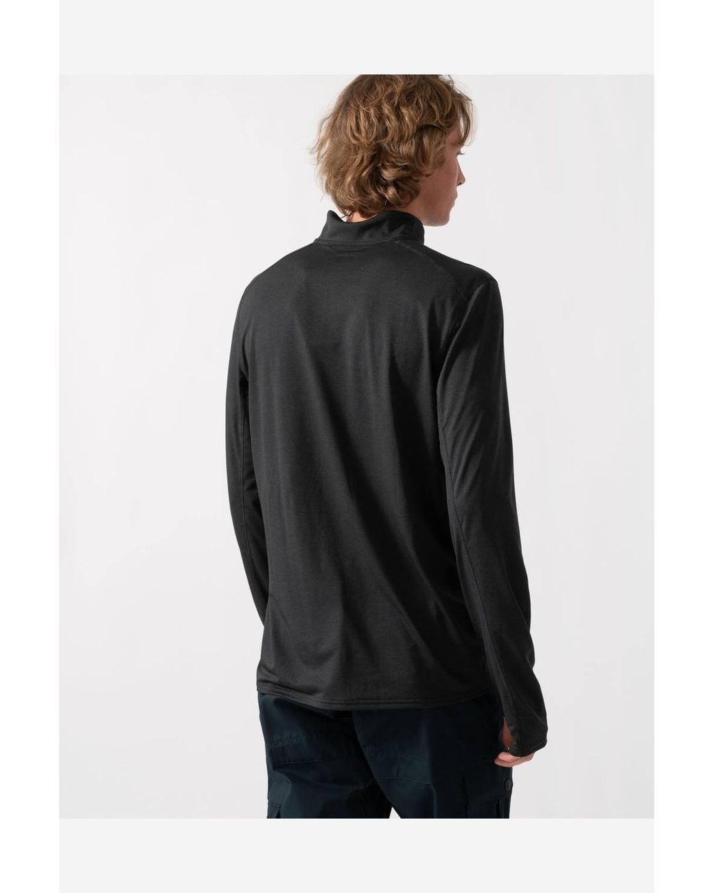 Fjallraven Black Long Sleeve Half Zip Collared T-Shirt for men