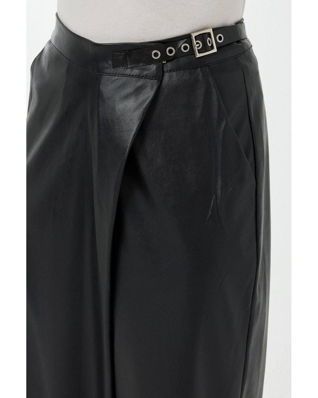 Hiccup Black High Waist Faux Leather Short Leg Pants