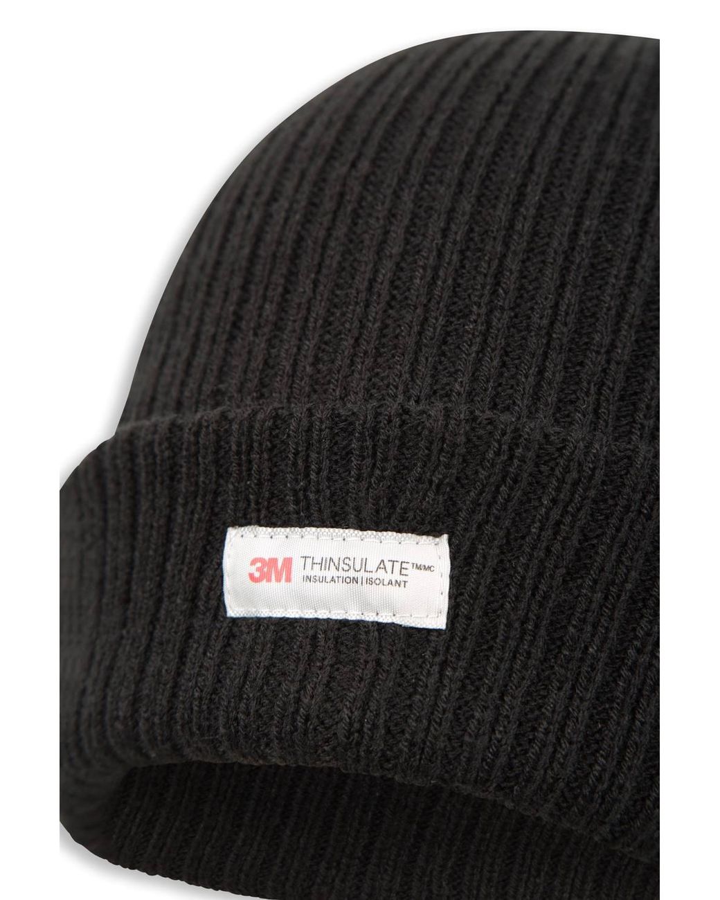 Mountain Warehouse Black Thinsulate Fleece Lined Ribbed Anti-Pill Warm Winter Knitted Beanie for men
