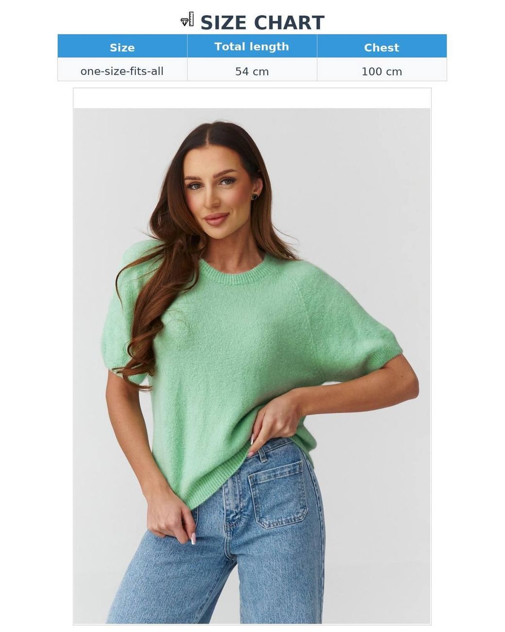 Love Lace Green Short Sleeve Oversized Knit Sweater