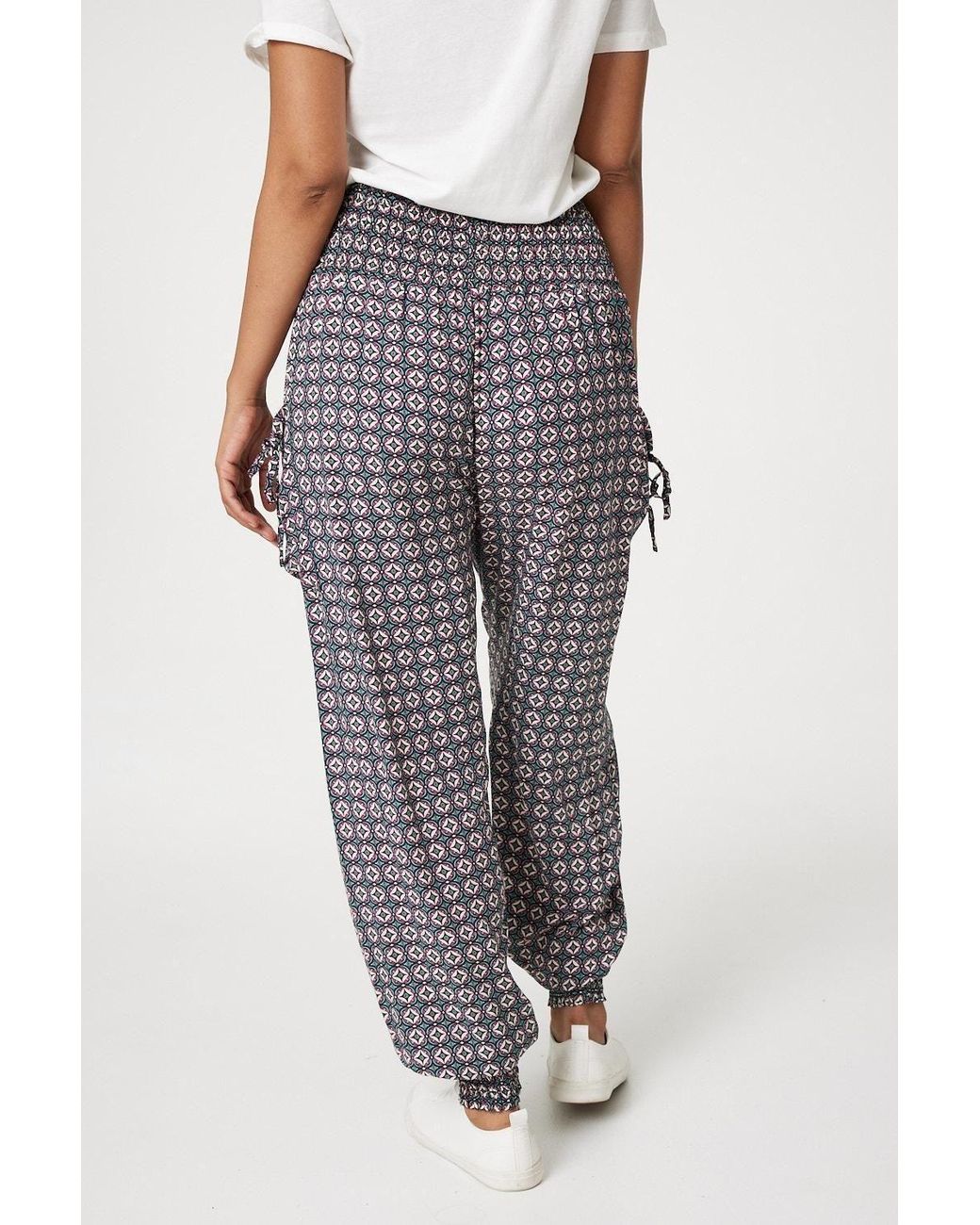 Izabel London Green Geo Print Pull On Harem Pants